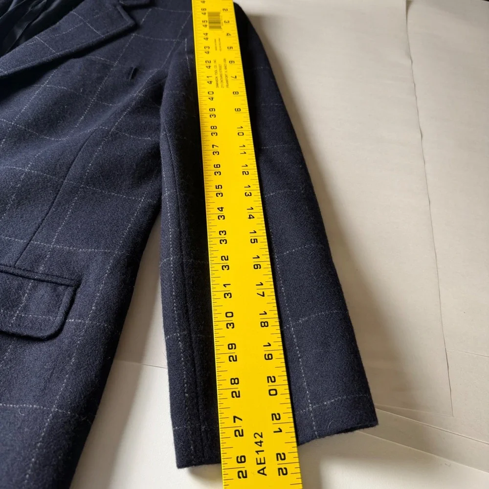 Lauren Ralph Lauren Windowpane Wool Blazer Navy Gold Buttons Preppy Petite P11